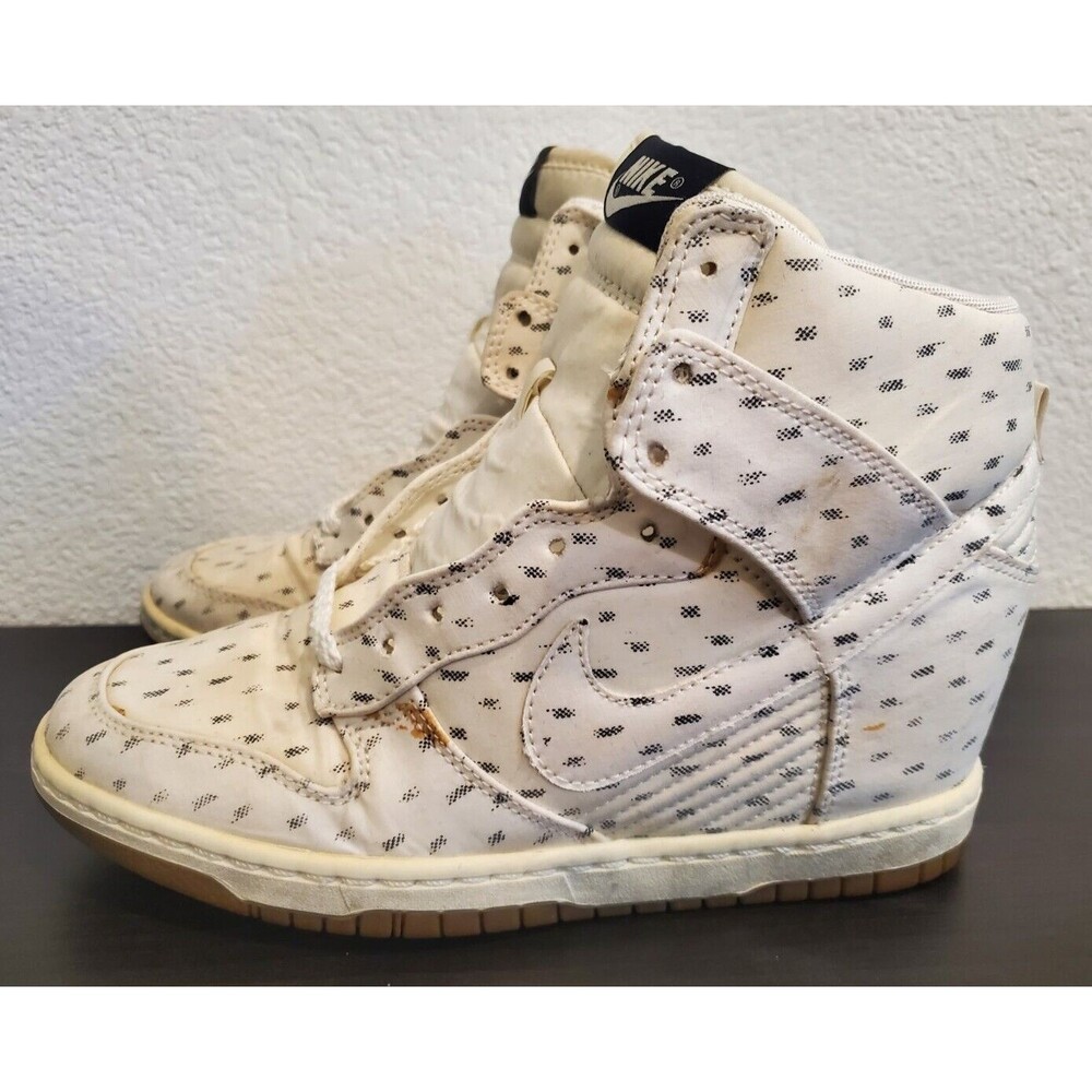 Nike Dunk Sky Hi High Print Hidden Wedge Heel White Gum (543258-100) Womens US 8